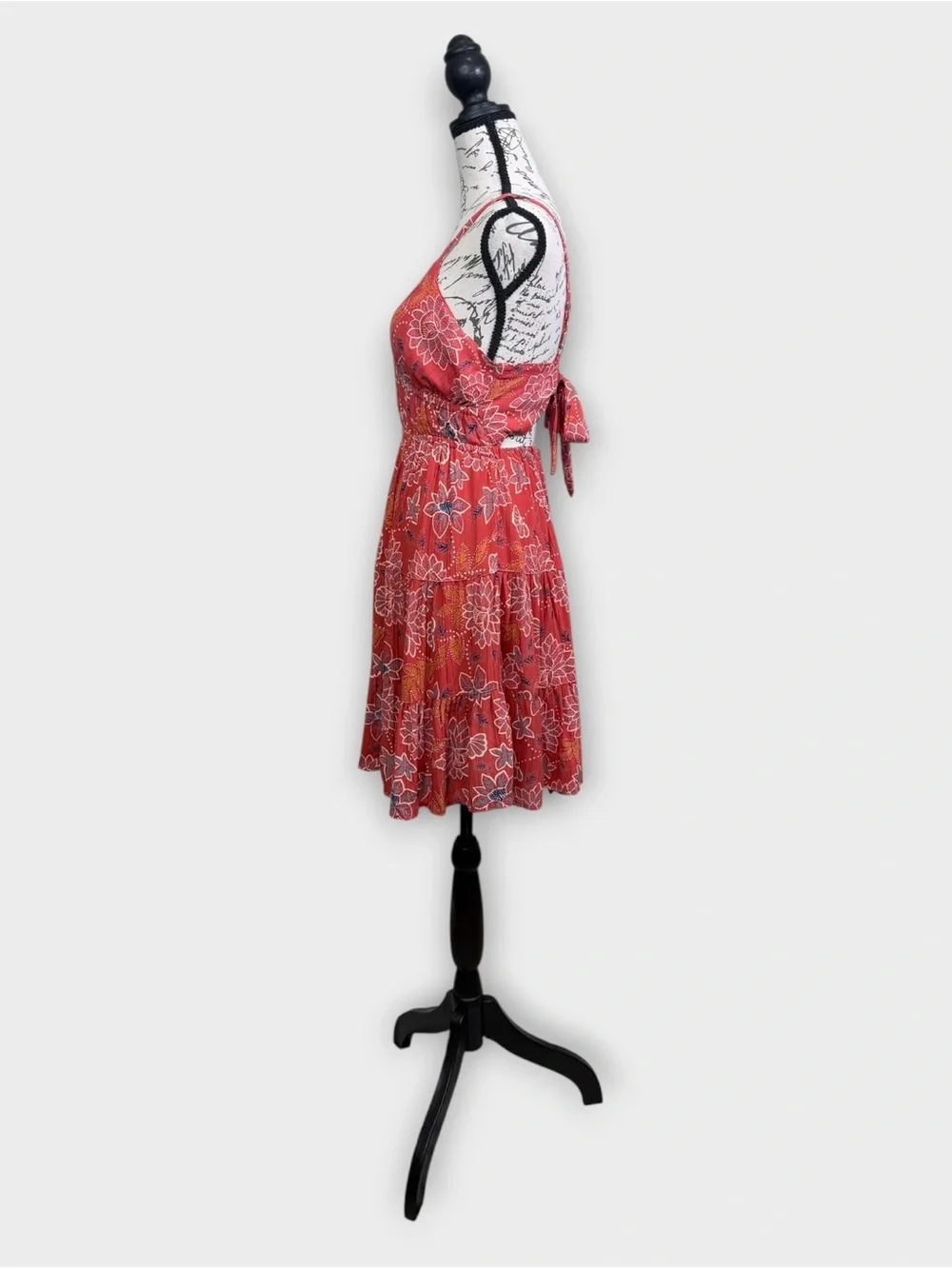 Red Floral Tie-Back Sundress